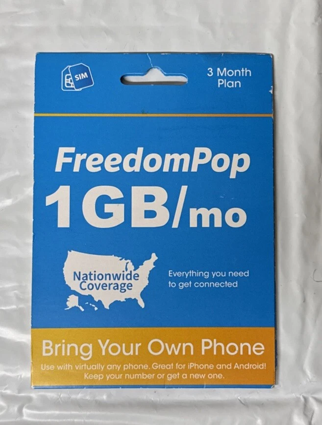New FreedomPop Bring Your Own Phone SIM Kit Free Wi-Fi Calling 3 Month Plan - Image 1 of 1