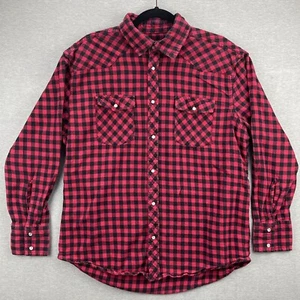 Auténtica ropa de trabajo franela x cactus a cuadros búfalo rojo con botones L para hombre - Imagen 1 de 12