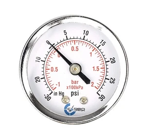 2" Pressure Gauge - Chrome Plated Steel Case, 1/4"NPT, Back Mnt, -30Hg/+30 psi - Picture 1 of 3