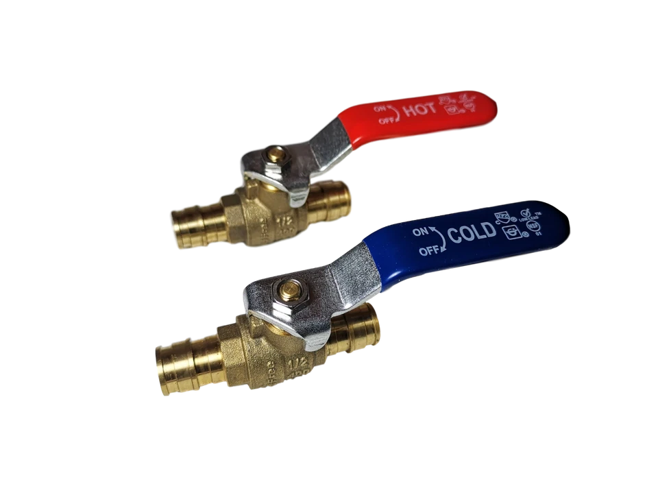 2 piezas. 1/2" PEX A BOLA DE EXPANSIÓN VALOR F1960, 1-ROJO/CALIENTE, 1-AZUL/FRÍO, SIN PLOMO Foto 1 de 1