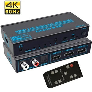 4K 3x1 HDMI Switch With Audio Extractor Video Converter For PS4 PS5 DVD PC to TV - Picture 1 of 14