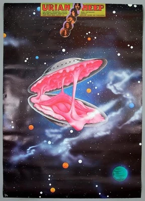 URIAH HEEP - Póster promocional mega raro vintage original 1973 de M. Oikawa *ENORME* Foto 1 de 4