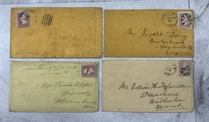 Lot of 4 Antique US Civil War Covers 1863-1869, 3¢ Stamps, OH VA vt Postmarked - Bild 1 von 6