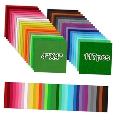  Fieltro, 117 piezas hojas de fieltro, colorido de tela de fieltro se puede usar 117 piezas 4" x 4" Foto 1 de 4