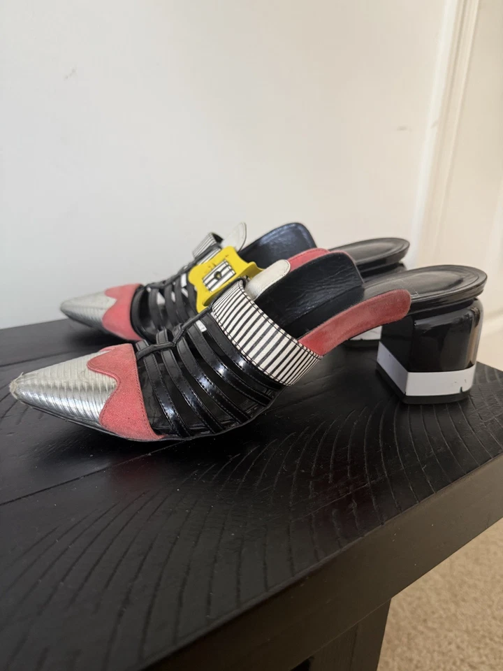 Pierre Hardy Mules Multicolor con Tacón Bloque Talla 38.5 Foto 1 de 4