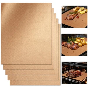 Alfombrillas de parrilla de cobre de 5 piezas para parrilla al aire libre - Accesorios antiadherentes de teflón para barbacoa... - Imagen 1 de 6
