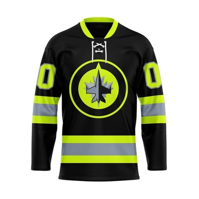 Personalize Calgary Flames Honoring Firefighters Lace Hockey Shirt Fan Gear Gift - Image 1 of 4