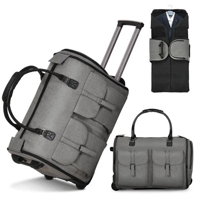 Garment Bags for Travel with Wheels, Carry-on Duffle Bag for Suits Gray - Image 1 of 4