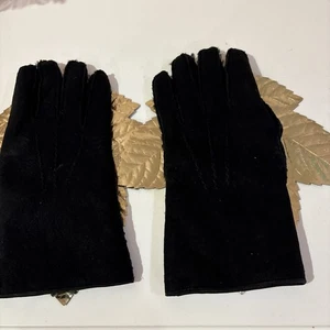 VINTAGE COACH BLACK SUEDE SHEARLING LINING MEN'S WARM GLOVES SZ. M ITALY - Picture 1 of 15