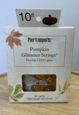 NIB Pier 1 Imports Halloween 10ft Pumpkin Glimmer Strings 40 Flexible LED Lights - Image 1 of 4