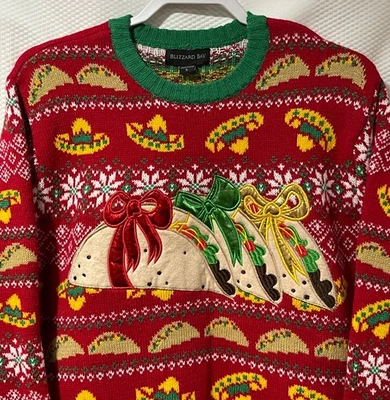 Suéter Grande BLIZZARD BAY Para Hombres Tacos Sombreros Feo Navidad Foto 1 de 4