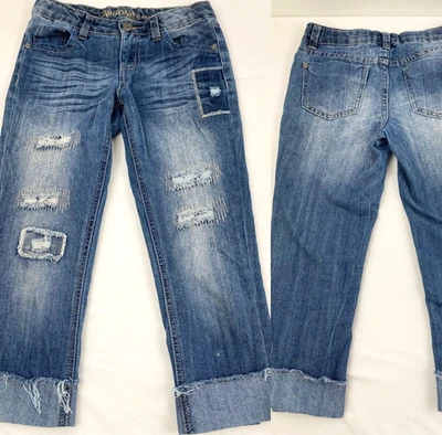 Youth Girl's Arizona Jeans Co. Denim Boyfriend Jeans, Distressed, Size 10 Reg. - Image 1 of 4