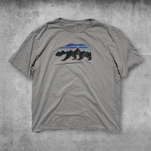 Patagonia Mens Fitz Roy Bear Logo Short Sleeve Organic Cotton Size L Regular Fit - Picture 1 of 3