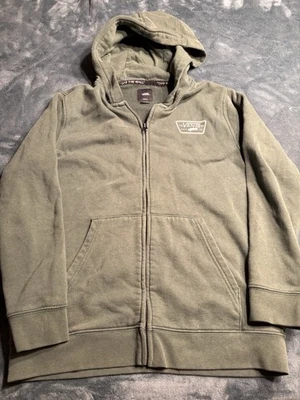 Chaqueta con Capucha Vans Off The Wall Para Hombre M Verde 2 Bolsillos Gráficos Laterales Cremallera Completa Foto 1 de 4