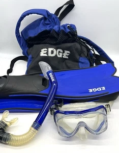 EDGE Scuba Diving Mesh Backpack with Mask, Fins & Snorkel Blue *Ships FAST - Picture 1 of 6