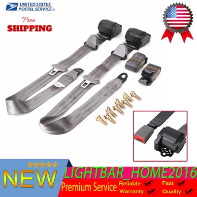 2 Sets for Retractable 3-Point Safety Seat Belt Straps Car Adjustable Belt Kit - Image 1 of 4