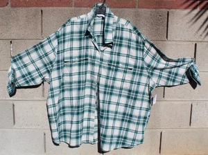 Vecchia flanella donna marina taglie forti 3x 4x verde plaid marrone autunno Halloween OFFERTA nuova - Foto 1 di 6