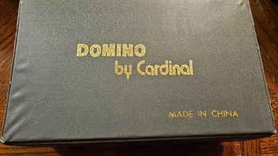 Vintage Double 12 Dominoes Cardinal Colored Dominoes Set In Gray Vinyl Case Read - Image 1 of 4