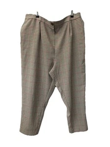 New Look Curve Brown Check Trousers Size 24 L28” Womens - Picture 1 of 8