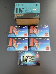 Lot 5 Cassette Digital Video Cassette Vierge SONY 120 DV 120min Neuf DV120MEM2 - Foto 1 di 2