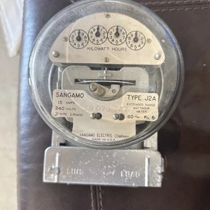 Medidor eléctrico vintage Qty1, Sangamo Electric Company, tipo J2A, hecho en EE. UU. - Imagen 1 de 6