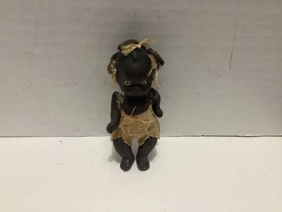 Antique Ceramic African American Baby Doll in Cloth Diaper - Image 1 of 4