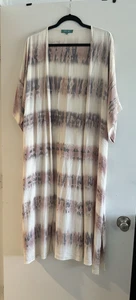 River Sky Womens Xs/S Cream Pink Open Duster Kimono - Picture 1 of 8