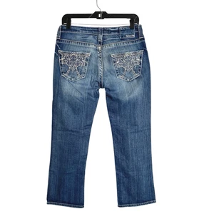 Big Star Rikki Low Rise Crop Capri Denim Jeans Womens 28 Distressed Stretch Blue - Picture 1 of 9