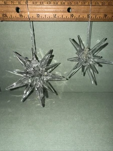 SET 2 VINTAGE ATOMIC STARBURST ORNAMENTS CANDLE HOLDERS ACRYLIC PLASTIC - Picture 1 of 13