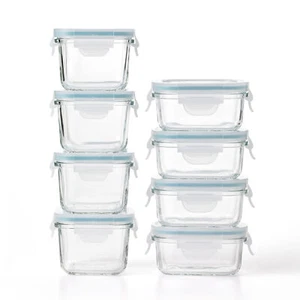 Glasslock Mini 5 and 7 Ounce Tempered Glass Food Storage Container Set, 8 Pieces - Picture 1 of 7