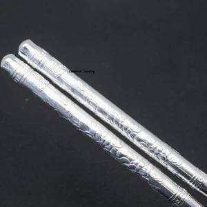 Bacchette sane fiori ricchezza piatti argento massiccio S999 51-52 g 8,3 pollici - Foto 1 di 8