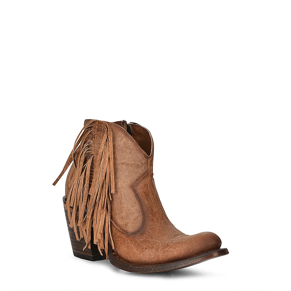 Botas femininas Corral com franjas biqueira redonda marrom Q7016 - Imagem 1 de 1