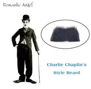100% Human Hair Full Hand Tied Fake Mustache Charles Chaplin Handlebar for Drama - Picture 1 of 5