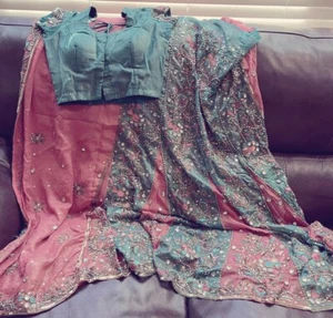 Bridal Shimmer Georgette Lehenga Saree With Stitched Blouse - Picture 1 of 4