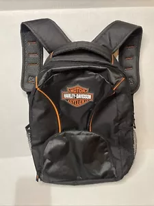 Harley Davidson Motor Cycles Backpack Black Canvas Zip Nylon School Travel Bag - Picture 1 of 17