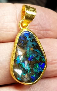 5,27g Pendentif Opale Boulder (9,80cts) plaqué OR Australie - Imagen 1 de 8