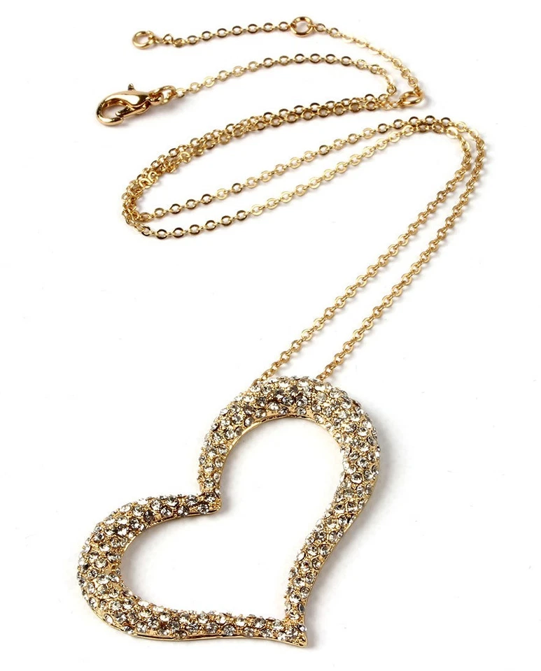 New Amrita Singh Lovely Gold Pl. Austrian Crystals Heart Shape Pendant Necklace - Image 1 of 1