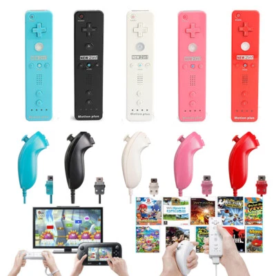 For Nintendo Wii /Wii U Remote Nunchuck Controller Built in Motion Plus Wireless - Image 1 of 4