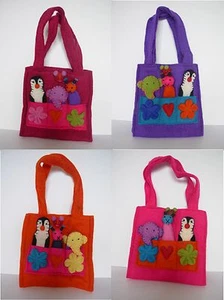 Puppet Bag Purse Nepal : Handmade Felt Cotton Lined Kids Gift Many Colors  - Picture 1 of 10