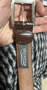 NEW Brighton Brown Leather Belt Full Grain Leather Glove Lining USA 38 #32409 - Picture 1 of 10