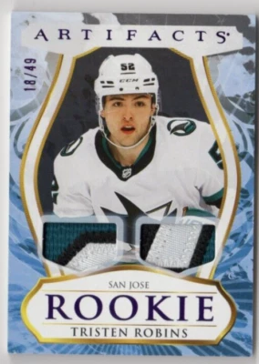 2023-24 Artifacts Tristen Robins #191 Purple Dual Rookie Materials /49 San Jose - Image 1 of 2