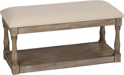 Cortesi Home Dahlia Wooden Bench Ottoman, 36" Wide, Beige  - Image 1 of 4