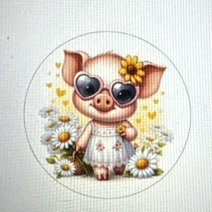 CUTE PIG WITH SUNGLASSES DAISY ENVELOPE LABELS STICKERS SEALS 1.5" ROUND - Picture 1 of 1