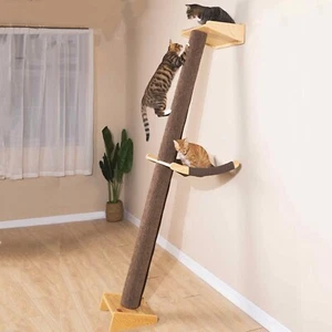 Modern 78.7" Tall Leaning Cat Tree Tower Scratching Post w/ Hammock Brown NEW - Picture 1 of 4