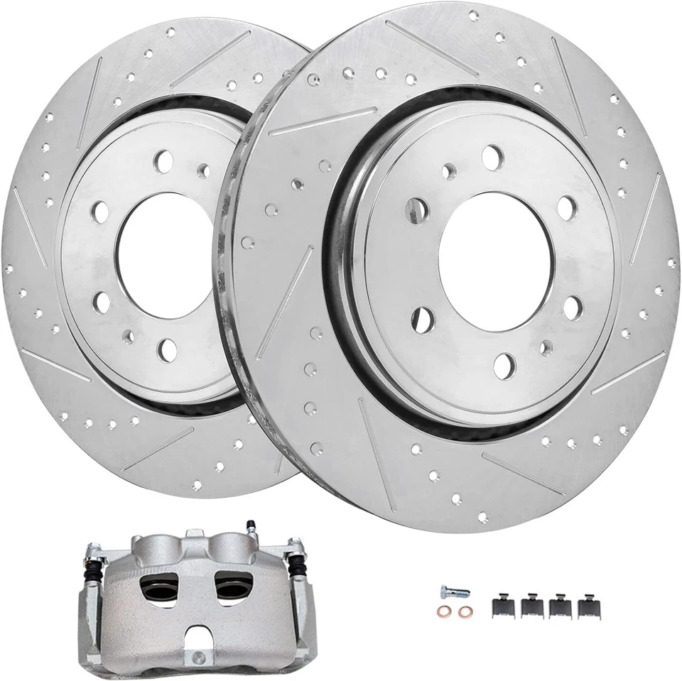 Front Drilled Rotors & Right Caliper for Ford Expedition F-150 Lincoln Navigator - Image 1 of 1