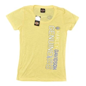 NEW Harley Davidson Texas Women's Yellow T-Shirt L Crew Neck Short Sleeve - Picture 1 of 6