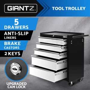 Giantz 5 Drawers Tool Box Chest Cabinet Trolley Box Garage Storage Toolbox Grey - Picture 1 of 11