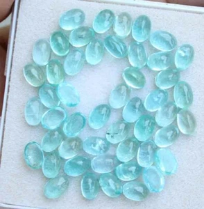 28.40 Ct 4*6 Mm Natural blue Apatite Oval cabochon loose gemstone - Picture 1 of 2