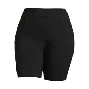 Womens Plus Size Bermuda Shorts 0X 14W Black Pull-on Comfort Waist - Picture 1 of 17