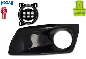 Black Plastic Fog Bezel and Black Full LED Fog Light Left Driver Kenworth T660 - Foto 1 di 9